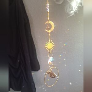 Evil Eye Gold Sun and Moon Hanging Decor Suncatcher Handmade